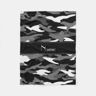 Gepersonaliseerde naam zwarte kamouflage zwarte st fleece deken