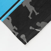 Gepersonaliseerde naam zwarte lacrosse silhouettes fleece deken (Hoek)