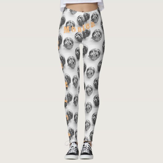 Gepersonaliseerde naam Zwarte Leggings (Voorkant)