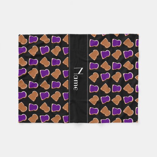 Gepersonaliseerde naam zwarte pindakaas jelly fleece deken (Voorkant (Horizontaal))