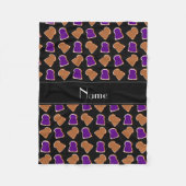 Gepersonaliseerde naam zwarte pindakaas jelly fleece deken (Voorkant)