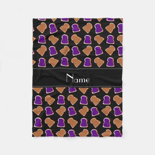 Gepersonaliseerde naam zwarte pindakaas jelly fleece deken (Voorkant)