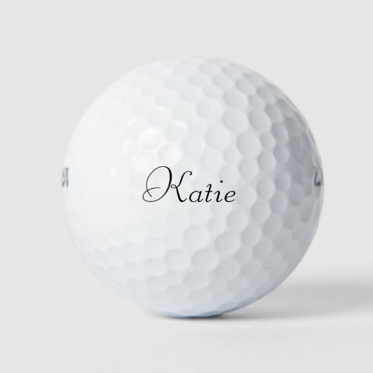 Gepersonaliseerde naam, zwarte tekst, cursief lett golfballen (Voorkant)