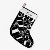 Gepersonaliseerde naam zwarte witte cadeaus kleine kerstsok (Voorkant (Hangend))