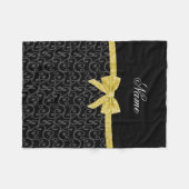 Gepersonaliseerde naam zwarte zeugen goudglitterbo fleece deken (Voorkant (Horizontaal))