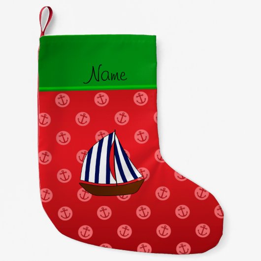 Gepersonaliseerde naam zweefbootpunker kleine kerstsok (Voorkant)