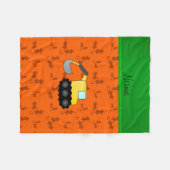 Gepersonaliseerde naambackhoe oranje heilig fleece deken (Voorkant (Horizontaal))