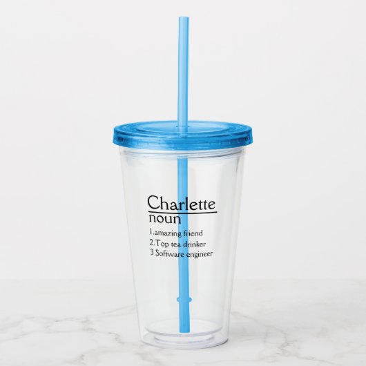 Gepersonaliseerde naamdefinitie Acryl Tumbler Acryl Drinkbeker (Voorkant)