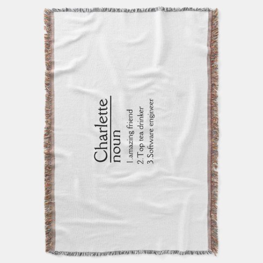 Gepersonaliseerde naamdefinitie gooi deken (Voorkant Verticaal)