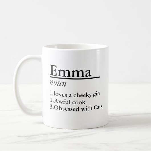 Gepersonaliseerde naamdefinitie Grijs Satijn Mok L (Links)