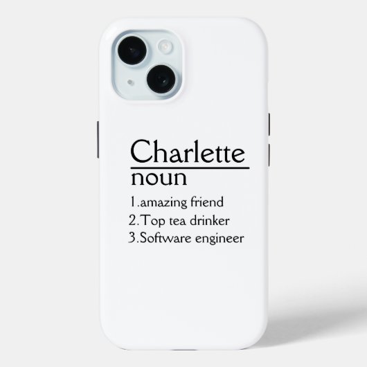 Gepersonaliseerde naamdefinitie iPhone 15 Hoesje (Achterkant)