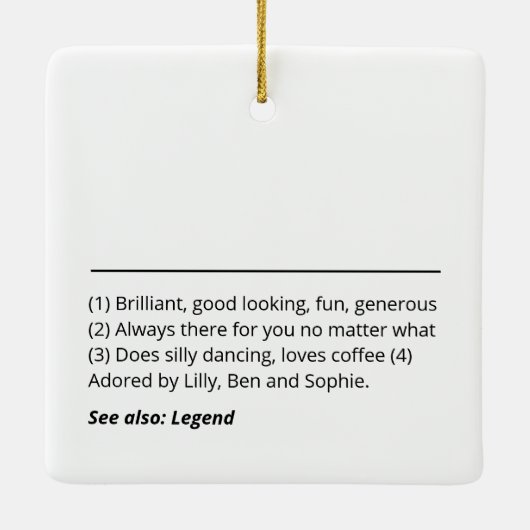 Gepersonaliseerde Naamdefinitie moderne minimalist Keramisch Ornament (Achterkant)