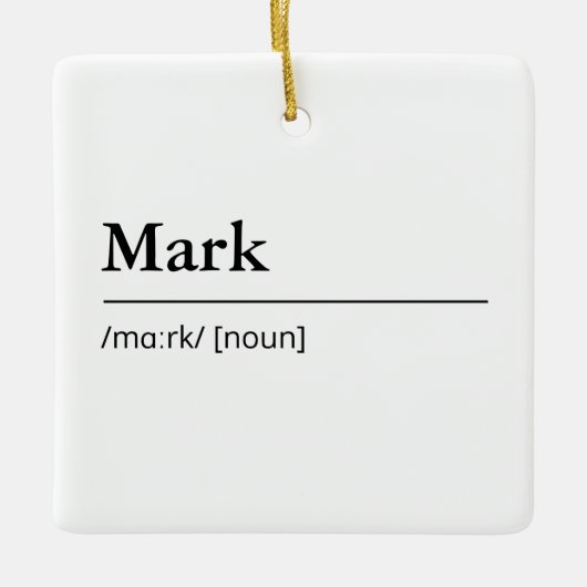 Gepersonaliseerde Naamdefinitie moderne minimalist Keramisch Ornament (Voorkant)