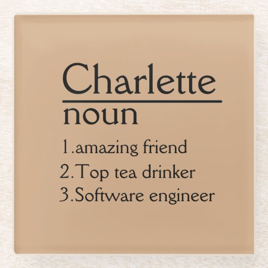 Gepersonaliseerde naamdefinitie-Onderzetter Glazen Onderzetter (Voorkant)