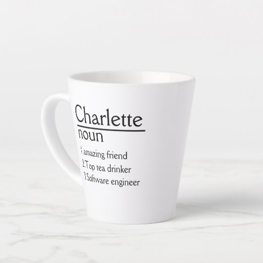 Gepersonaliseerde naamdefinitie witte Mok (Linkerhoek)