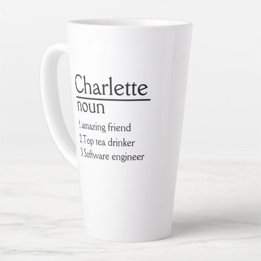 Gepersonaliseerde naamdefinitie witte Mok (Linkerhoek)