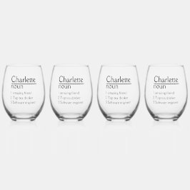 Gepersonaliseerde naamdefinitietumbler wijnglas zonder voet
