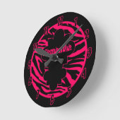 Gepersonaliseerde naamklok Hot Pink Black Zebra Pr Ronde Klok (Hoek)