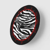 Gepersonaliseerde naamklok Zwart Wit Zebra Print Ronde Klok (Hoek)
