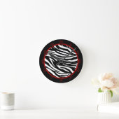Gepersonaliseerde naamklok Zwart Wit Zebra Print Ronde Klok (Huis)