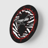 Gepersonaliseerde naamklok zwart-wit Zebra Ronde Klok (Hoek)