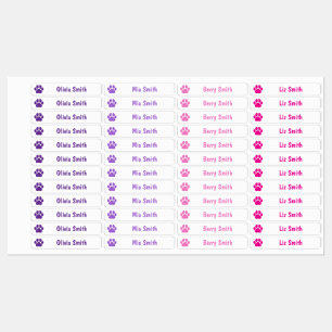 Gepersonaliseerde naamlabels voor kinderen met roz labels