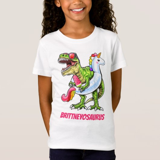 Gepersonaliseerde naamloze zolder T-Rex Summer T-shirt (Voorkant)