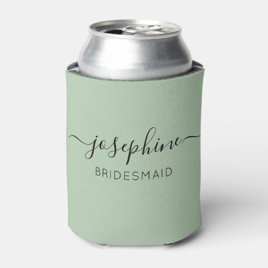 Gepersonaliseerde NaamManuscript Groene Bridesmaid Blikjeskoeler (Blikje Voorkant)