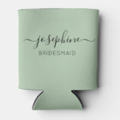 Gepersonaliseerde NaamManuscript Groene Bridesmaid Blikjeskoeler (Voorkant)