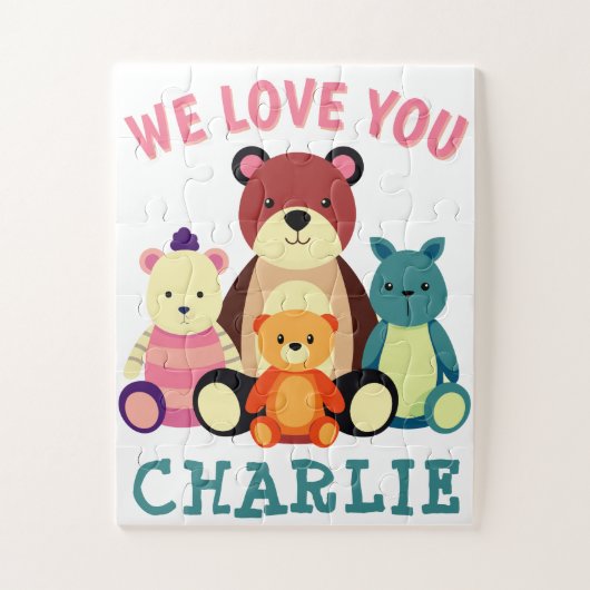 Gepersonaliseerde naampuzzel met dieren legpuzzel (Verticaal)