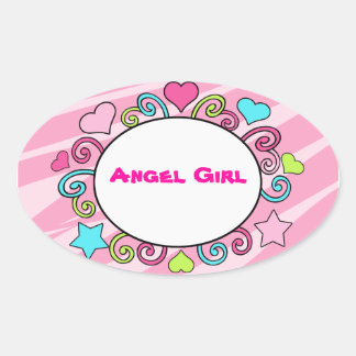 Gepersonaliseerde naamstickers voor kinderen ovale sticker