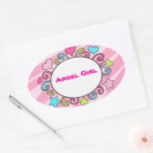 Gepersonaliseerde naamstickers voor kinderen ovale sticker (Envelop)