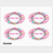 Gepersonaliseerde naamstickers voor kinderen ovale sticker (Vel)