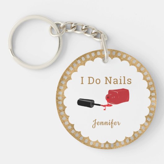 Gepersonaliseerde Nail Tech Red Polish Sleutelhanger (Voorkant)