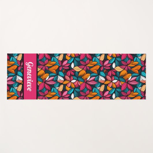 Gepersonaliseerde Namaste Fantastisch Bloempatroon Yogamat (Voorkant (horizontaal))