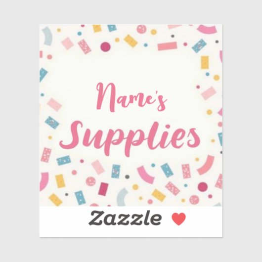 Gepersonaliseerde "[Name]'s Supplies" Sticker (Vel)