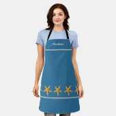Gepersonaliseerde Named Blue Green w / Starfish Sc Schort (Gedragen)
