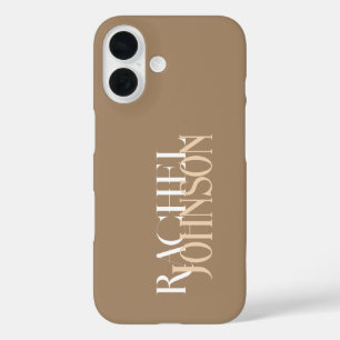 Gepersonaliseerde namen beige iPhone 16 hoesje