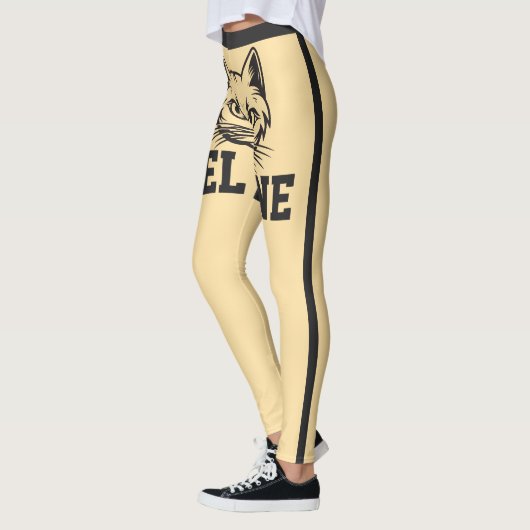 Gepersonaliseerde Namen Beige Grey Stripes Schatti Leggings (Links)