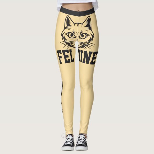 Gepersonaliseerde Namen Beige Grey Stripes Schatti Leggings (Voorkant)