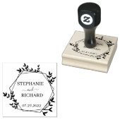 Gepersonaliseerde namen Bruiloft Bloemen krans Rubberstempel (Gestempeld)