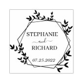 Gepersonaliseerde namen Bruiloft Bloemen krans Rubberstempel (Afrduk)