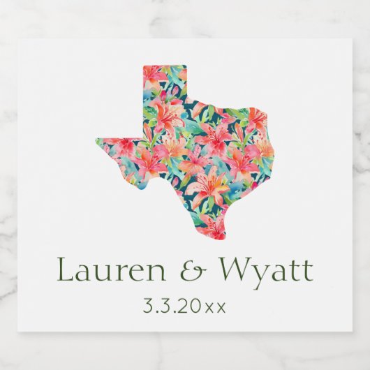 Gepersonaliseerde namen & datum Tropische Texas br Sparkling Wijnetiket (Enkel label)