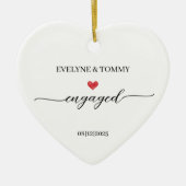 Gepersonaliseerde namen en datum Verloving hart- Keramisch Ornament (Voorkant)