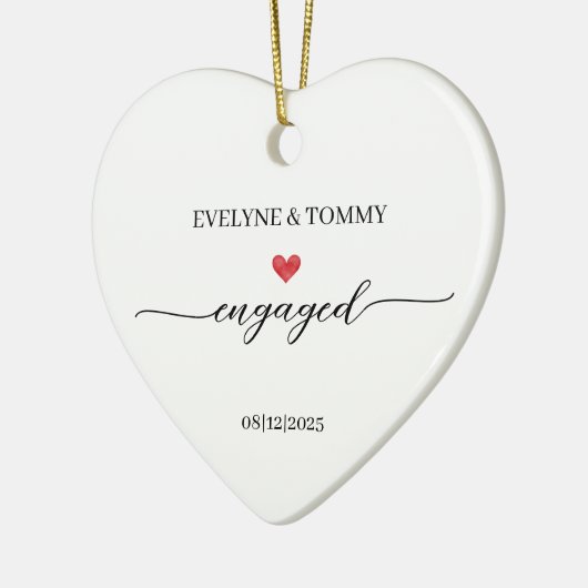 Gepersonaliseerde namen en datum Verloving hart- Keramisch Ornament (Links)