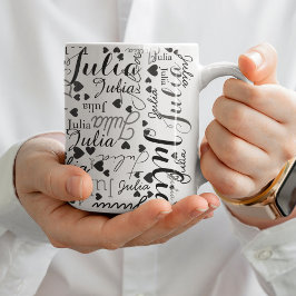 Gepersonaliseerde namen en zwarte harten Romantisc Koffiemok