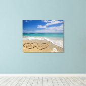 Gepersonaliseerde namen Harten in Zand Art Canvas Afdruk (Insitu (Houten vloer))