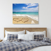 Gepersonaliseerde namen Harten in Zand Art Canvas Afdruk (Insitu (Slaapkamer))
