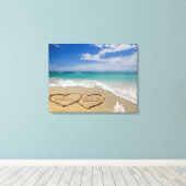 Gepersonaliseerde namen Harten in Zand Art Canvas Afdruk (Insitu (Houten vloer))