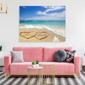 Gepersonaliseerde namen Harten in Zand Art Canvas Afdruk (Insitu (Woonkamer))